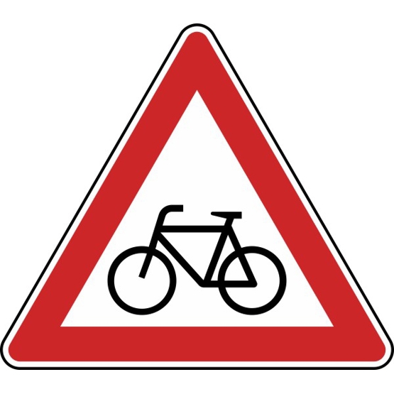 Gefahrzeichen Radfahrer kreuzen - Aufstellung rechts Nr. 138-10 - 630 mm - Flachform 3 mm