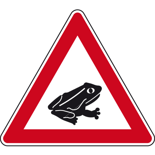 Gefahrzeichen Amphibienwanderung - Aufstellung Links Nr. 101-24 - 900 mm - Flachform 2 mm