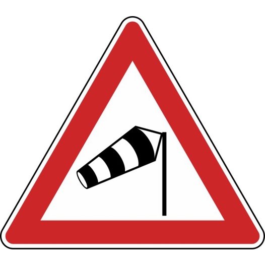 Seitenwind Gefahrzeichen | Rechts | Nr. 117-10 | 1260 mm | RA2 | Flachform 3 mm