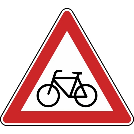 Gefahrzeichen Radfahrer Kreuzen | Radverkehr | Aufstellung Rechts Nr. 138-10 | 900 mm | Flachform 3 mm