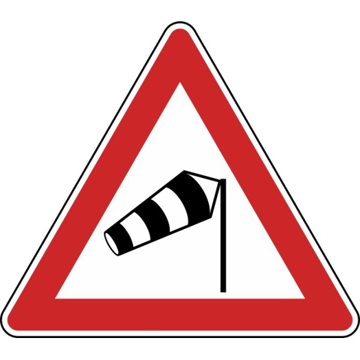 Seitenwind Gefahrzeichen - Flachform 900 mm - 2 mm Dicke - Nr. 117-10