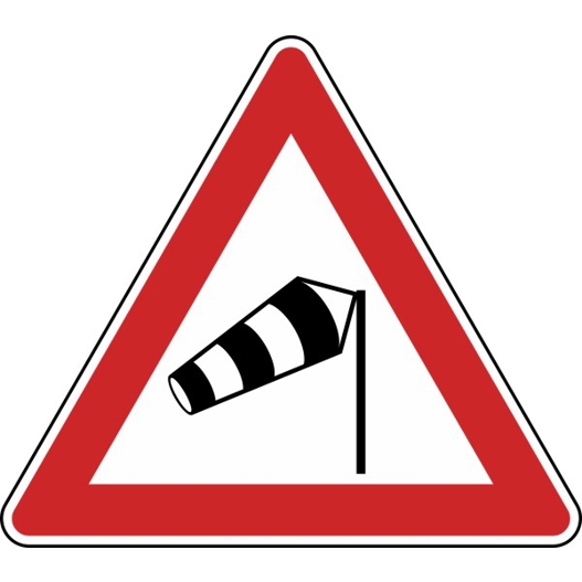 Seitenwind Gefahrzeichen - Rechts, Nr. 117-10, 1260 mm, Flachform 3 mm