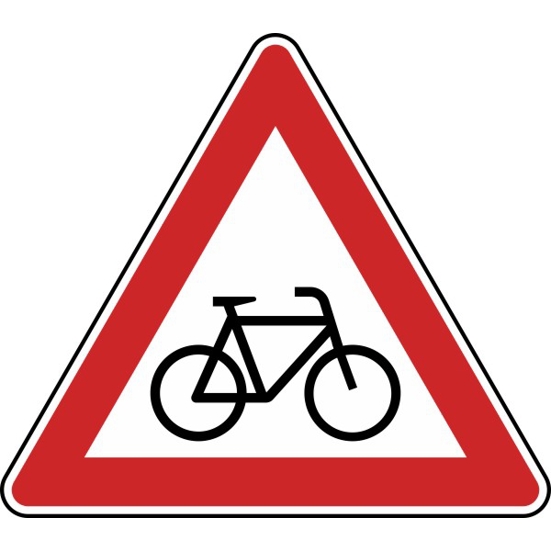 Gefahrzeichen: Radverkehr - Aufstellung links Nr. 138-20, 630 mm, RA2, Alform