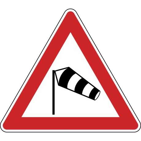 Seitenwind Gefahrzeichen - Links Nr. 117-20, 1260 mm, RA1, Flachform 3 mm