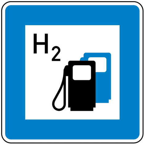 Wasserstofftankstelle 600x600 mm - Flachform 2 mm - Richtzeichen Nr. 365-66