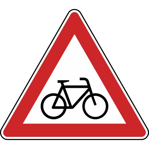 Gefahrzeichen Radfahrer kreuzen - Aufstellung links Nr. 138-20 - 630 mm - Flachform 2 mm