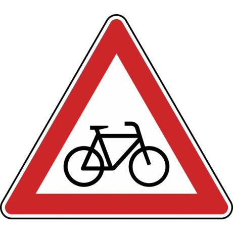 Gefahrzeichen Radfahrer kreuzen - Aufstellung links Nr. 138-20 - 630 mm - Flachform 3 mm