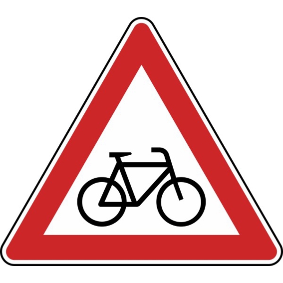 Gefahrzeichen Radfahrer kreuzen - Aufstellung links Nr. 138-20 - 900 mm - RA2 - Alform