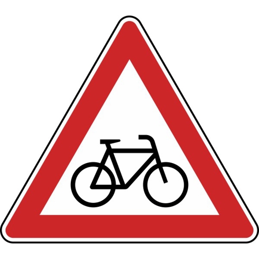 Gefahrzeichen Radfahrer kreuzen - Aufstellung links Nr. 138-20 - 630 mm - RA2 - Flachform 3 mm