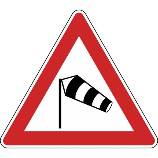 Seitenwind Gefahrzeichen - Links Nr. 117-20 | 900 mm | RA2 | Flachform 3 mm