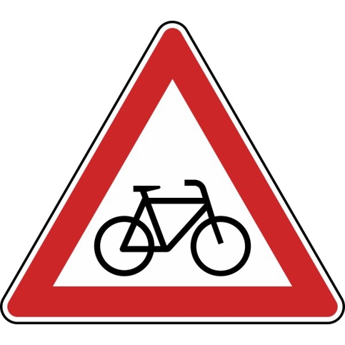Gefahrzeichen: Radfahrer kreuzen - Aufstellung links Nr. 138-20, 900 mm, Flachform 3 mm